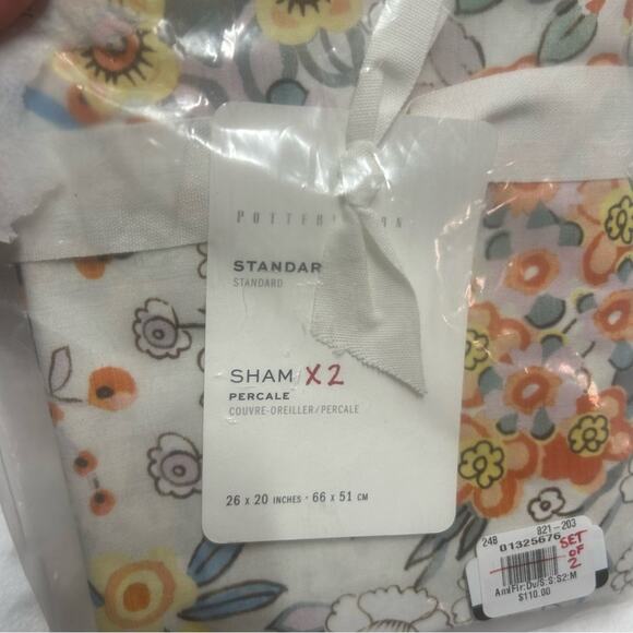 Pottery Barn Amelia Floral Percale Set of 2 Shams Flowers 100% Cotton NEW NWT - Picture 4 of 5